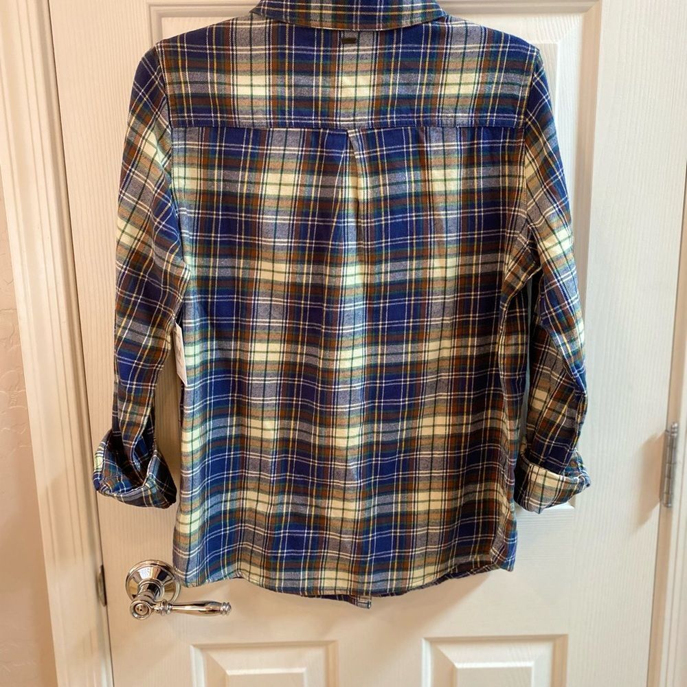 Plaid Blue and Tan Women's Flannel Campcore Hiking Outdoor Natute - Picture 4 of 6